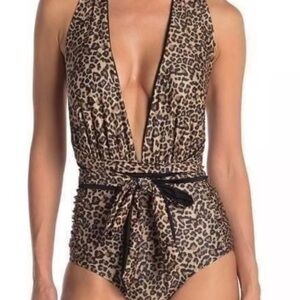 Nicole Miller S Leopard Print Plunge Swimsuit